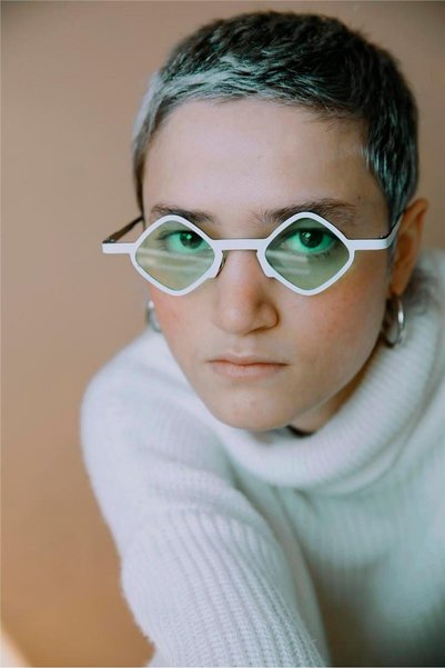 Bilge Karga Negar White Green Sunglasses