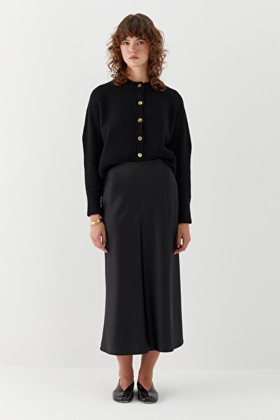 MARKALİSTE Satin Skirt Black