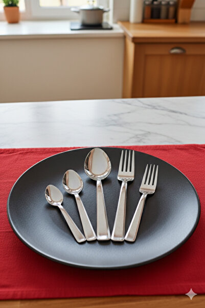 VENETTO Gündoğdu 60 Piece Steel Spoon and Fork Set 18/10 Steel (Large Family Set)