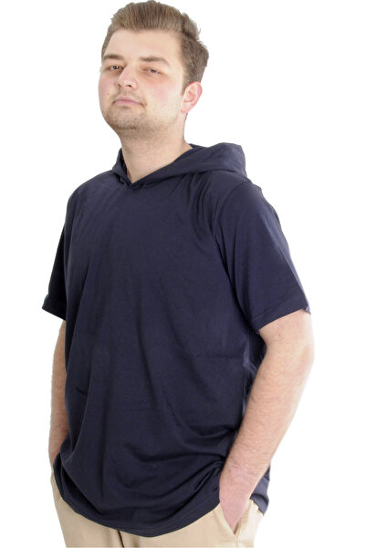 ModeXL Mode Xl Large Size Men's T-shirt Hooded Short Sleeve 23118 Navy Blue