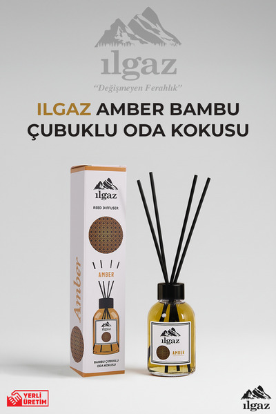 ILGAZ Amber Bambu Çubuklu Oda Kokusu 110 ml | Red Diffuser Misk Ortam Kokusu
