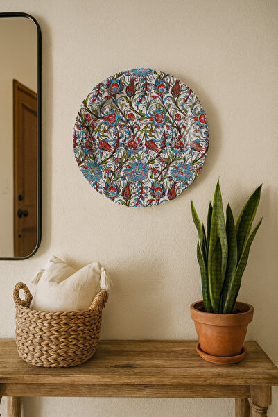 ATAGİFT HEDİYELİK لوحة جدارية مزخرفة بنمط بلاط معدني وطبق تقديم مزخرف