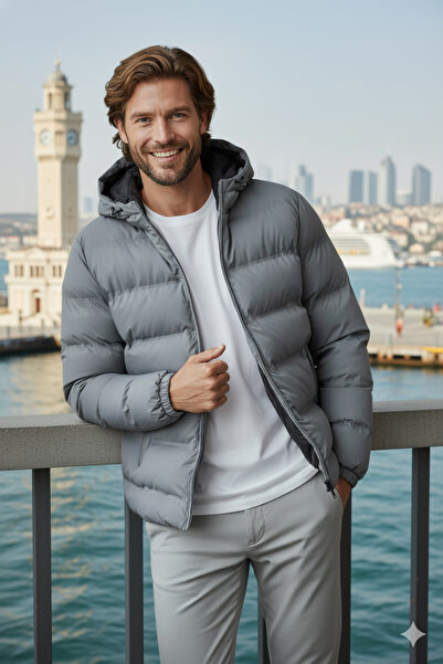 Jack & Jones Jack Jones Element Pu Puffer Gray Inflatable Men's Coat Jacket 12279239