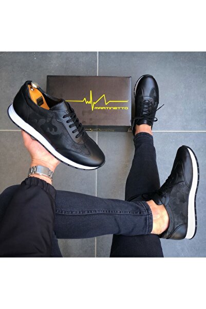 Martinetto Pánská obuv s černým maskovacím vzorem z pravé kůže