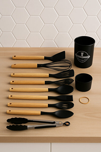 MEYA PİNE 9 Piece Spatula Ladle Spoon Set