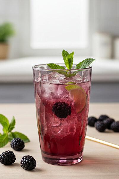 Fhilli Diamond - 4'lü Meşrubat Bardak Seti Mor 470 cc