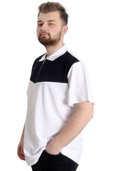 ModeXL Mode Xl Large Size Men's T-shirt Polo Fragmented 23325 White