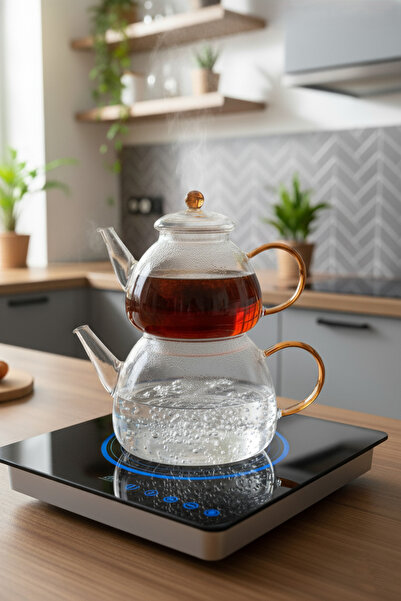 Kitchen Way Borosilikat Renkli Kulplu Çaydanlık KW-340