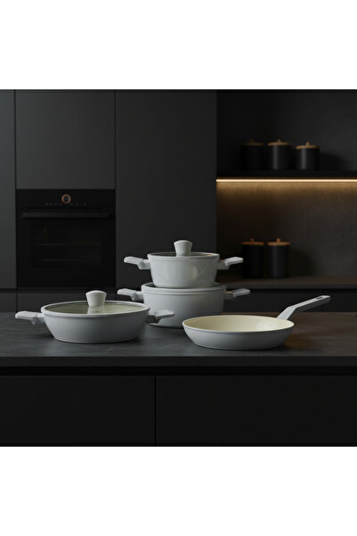 Jumbo Swiss Crystal Light Grey 7 Parça Tencere Seti