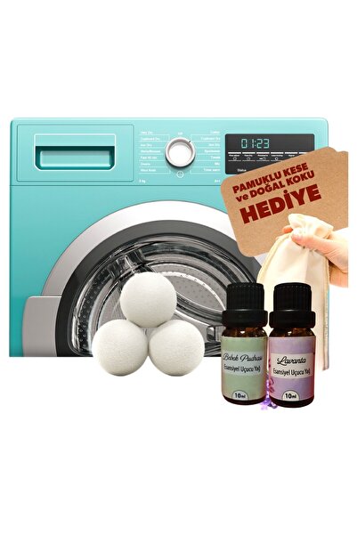 Topimania Yün Kurutma Topları 3 Adet Xxxl Doğal Yerli Üretim Çamaşır Yün Kurutma Topu 2 Adet 10 ml Esans - Kurutma Makinesi Için