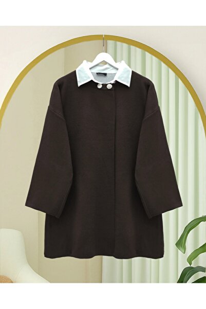 Modamorfo Double Button Casual Knit Poncho -K. Brown