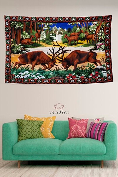 Vendini Vintage Series the Challenge of the Deer Wall Tapestry Wall Covering Wall Tapestry