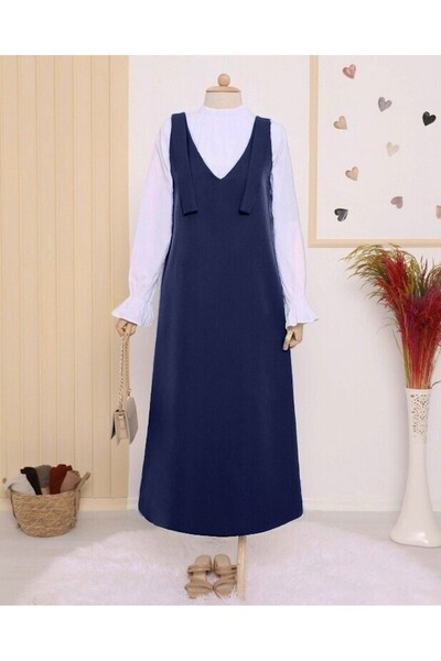 Modamorfo Dlouhá vesta s ramínky - námořnická modř