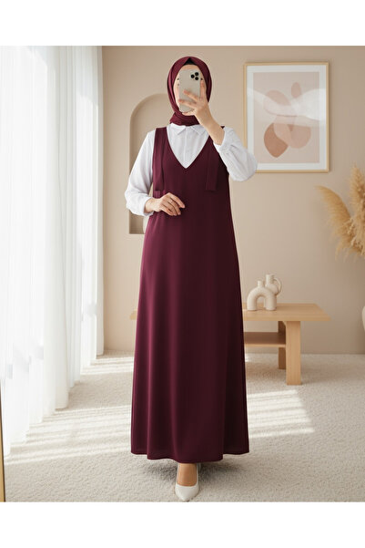 Modamorfo Long Gilet with Shoulder Ties - Burgundy
