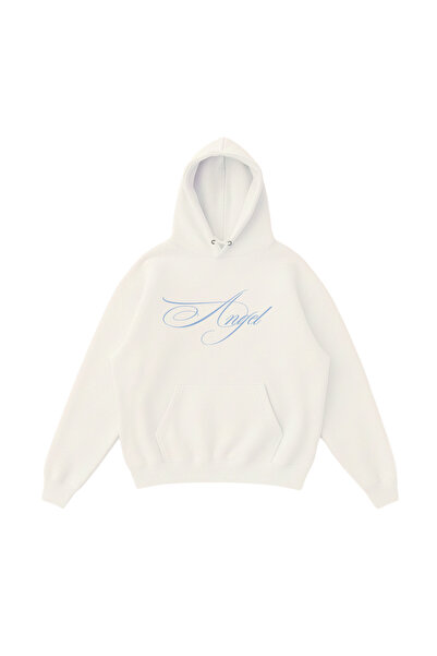 WHITE OF CREATIVE Angel Baskılı Oversize Hoodie Kapüşonlu Sweatshirt