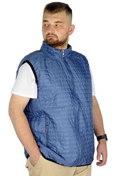ModeXL Mode Xl Plus Size Men's Vest with Quilted Collar 22601 Blue