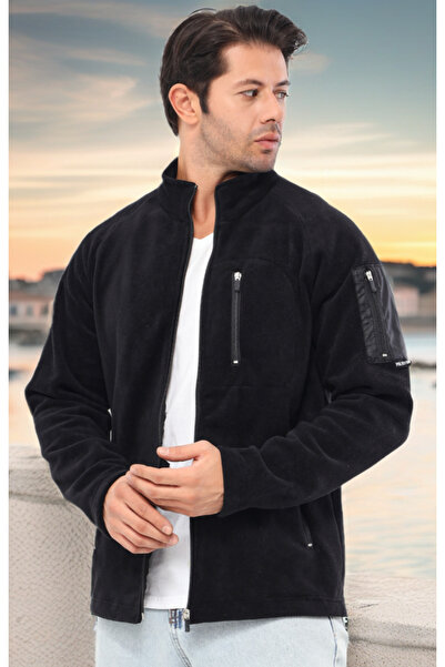 Polviton Men's Fleece Jacket Full Zip 4 Pockets Outdoor Softshell Tactical Flecee