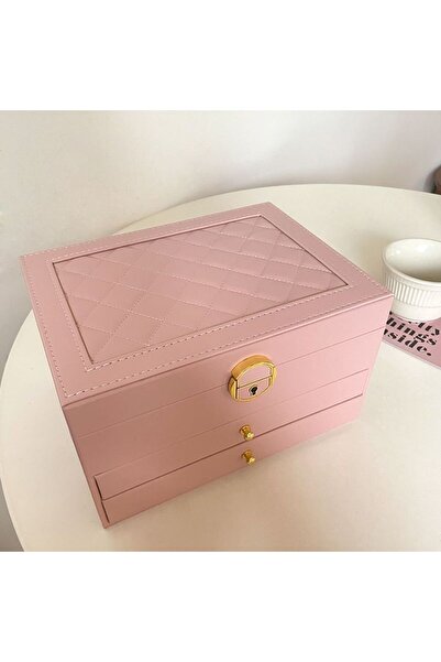 MOPPAK Luxury Leather Jewelry Box Organizer with 2 Drawers