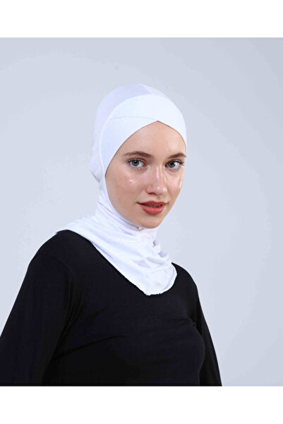 Ecardin Καπέλο με χιτζάμπ τουρμπάν με σταυρωτό λαιμό - St 232 Λευκό