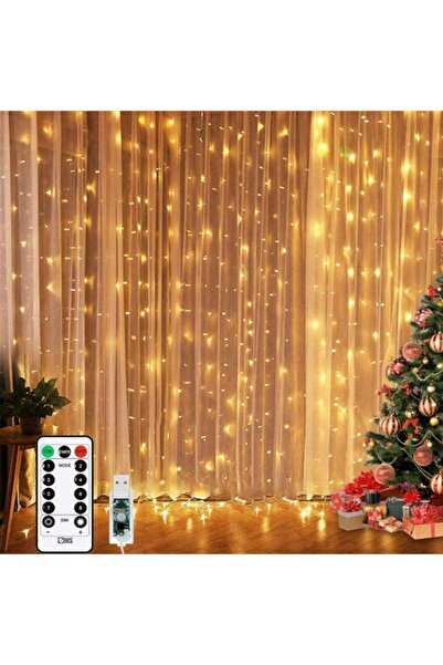 SIKS Instalație de Crăciun, 3 M X 3 M, Model USB Mesh, 8 Moduri, Cortină Alb ...