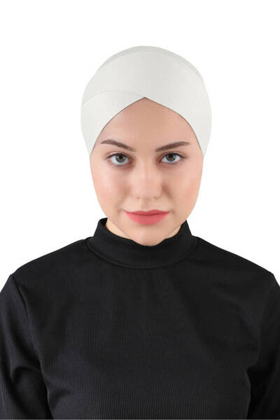 Ecardin بونيه حجاب متقاطع واسع ومريح - ST233 كريمي