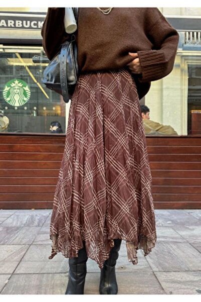 Nisan Patterned Asymmetrical Skirt