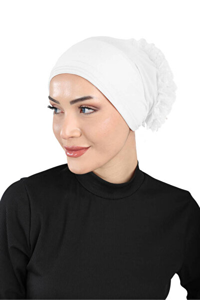 Ecardin Ayarlanabilir Topuzlu Konforlu Fit Bone Güpürlü - St 305 Beyaz