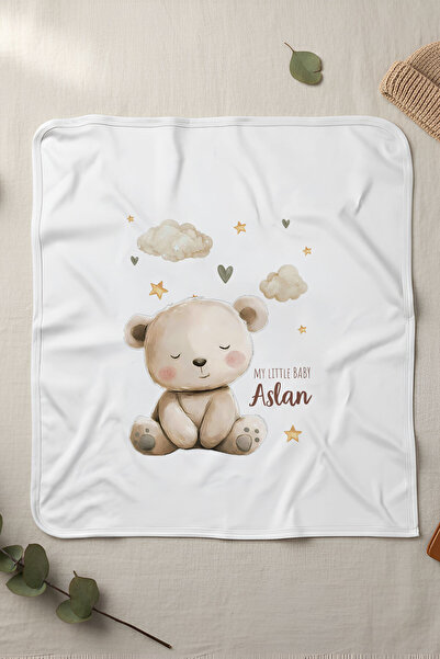 Homamia İsme Özel Penye Bebek Battaniyesi Ayıcık