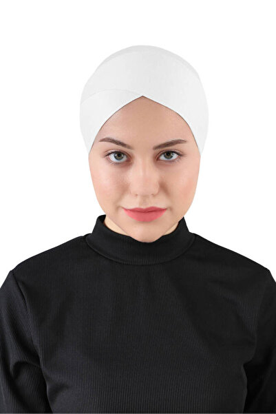 Ecardin قبعة حجاب متقاطعة واسعة ومريحة - ST233 أبيض