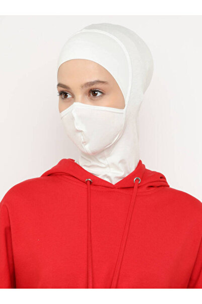 Ecardin Αθλητικό καπέλο Hijab με μάσκα και γιακά λαιμού - ST279 Κρέμα