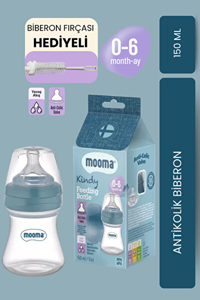 MOOMA Kindy Antikolik PP Biberon 150 ml 0–6 Ay (Yavaş Akış) – Bowl Blue | BPA & BPS İçermez