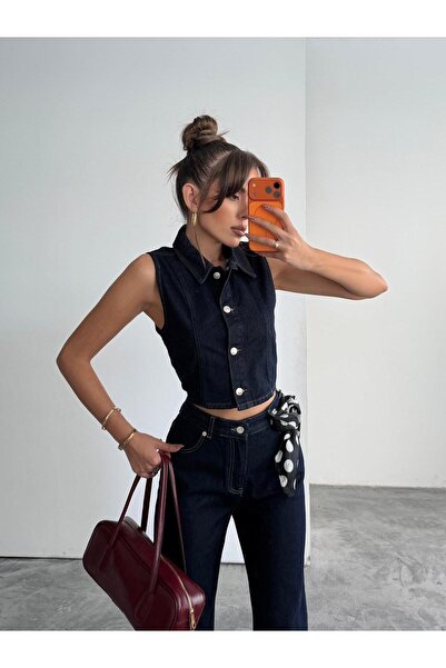 mydukkan.co Vestă din denim crop