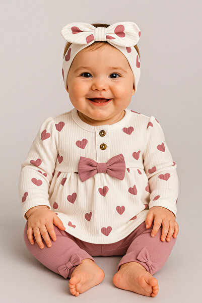 bebekyol Kalpli Kız Bebek Takım (bandanasız)