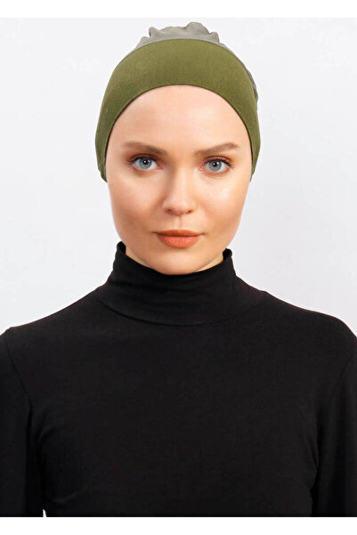 Ecardin غطاء رأس للصلاة - قماش تول في الخلف، غطاء رأس مريح - طراز 227 كاكي