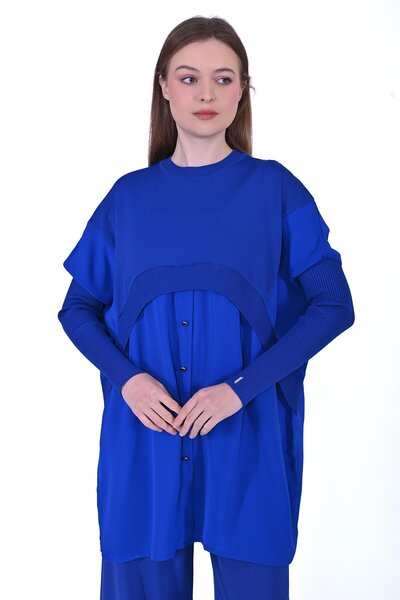 Invee Πουκάμισο Πλεκτό Τουνίκ SAX