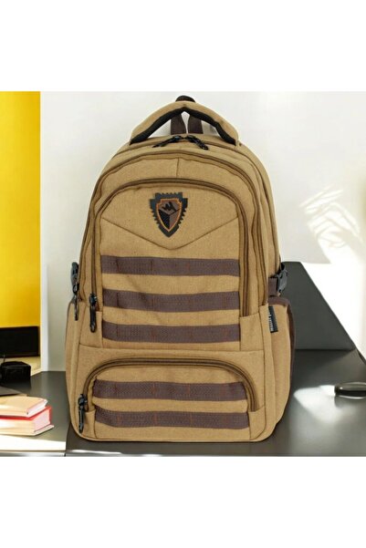 KY Rucsac Canvas Mustard cu 4 compartimente, hidrofug, pentru sport, călători...