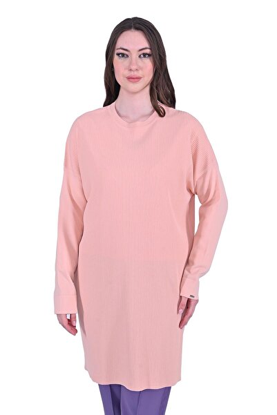 Invee Çubuk Knitwear Tunic Pudra