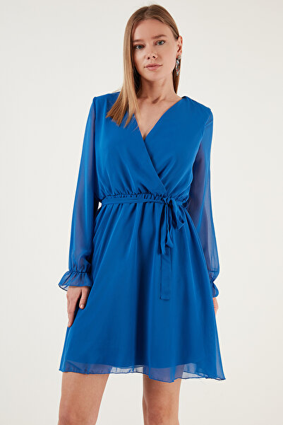 Lela decolteu petrecut în V Rochie mini de seară din șifon cu detaliu de legare ROCHIE 6051467