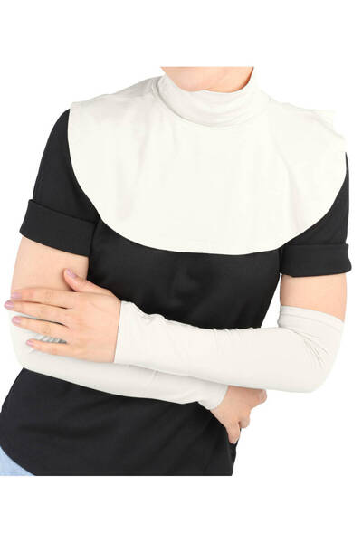 Ecardin Casual Σετ με Καντράν Λαιμού / Μανίκια - ST176 Cream