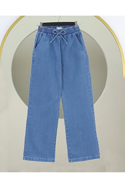 Modamorfo Baggy Jeans with Elasticated Waist and Pockets - Blue