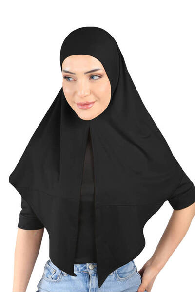 Ecardin Micro șaluri din țesătură Hijab Sport Turban Şal - St 208 Negru