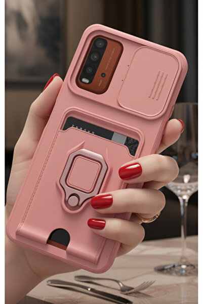 TechTrove Xiaomi Redmi 9T Kılıf Kamera Koruma Sürgülü Kartvizitli Kartlıklı S...