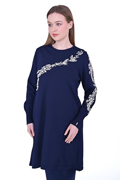 Invee Güldalı Knitwear Tunic Dark Blue-Stone