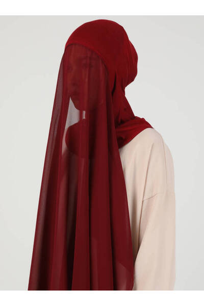Ecardin شال قماش شيفون Hijab Premium - St 100 أحمر كلاريت