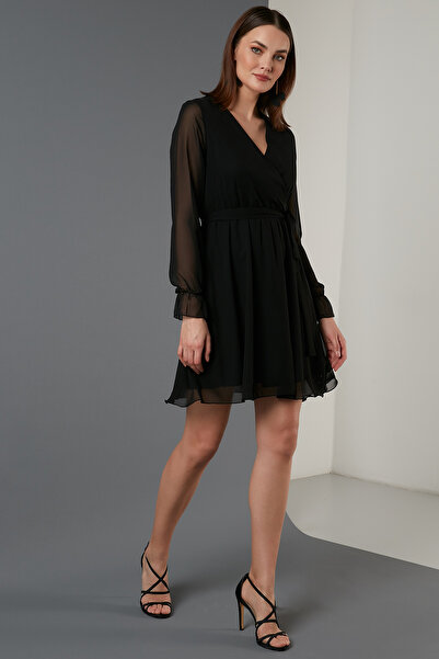 Lela διπλό πέτο Μίνι βραδινό φόρεμα από σιφόν με λεπτομέρεια με κορδόνια στο λαιμό ΦΟΡΕΜΑ 6051467