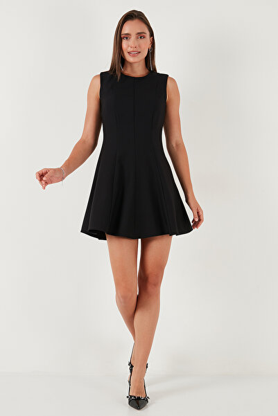 Lela Regular Fit Crew Neck Flared Mini Length Evening Dress Dress 6525647