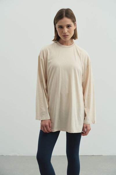 C&City 2 Pack Oversize Wide Sleeve T-Shirts 964 - Beige/Brown