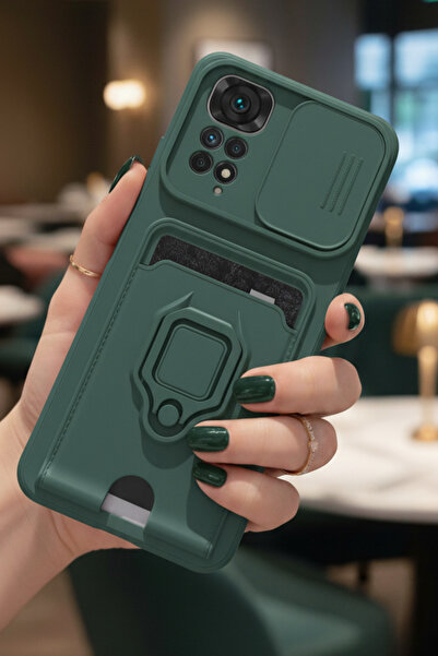 TechTrove Xiaomi Redmi Note 11 Pro Kılıf Kamera Koruma Sürgülü Kartvizitli Ka...