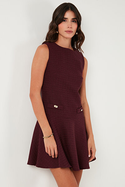 Lela Cotton Regular Fit Crew Neck Button Detail A-Line Mini Evening Dress Dress 6525687