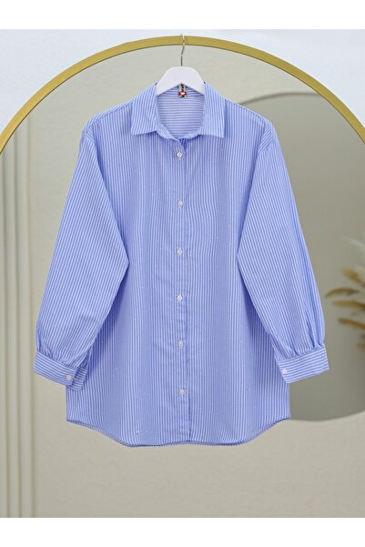 Modamorfo Blue Detailed Striped Shirt from the Sprinkling Stone Kind